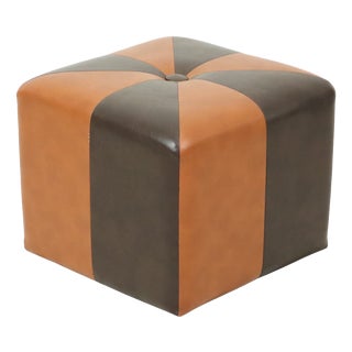 Vintage Square Pouf in Brown Patchwork, 1960s For Sale