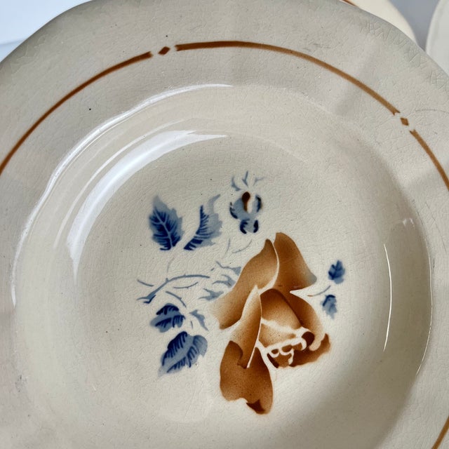 20th Century Sarreguemines Soup Plates with Floral Motif, 1920s, Set of 6 For Sale - Image 12 of 14