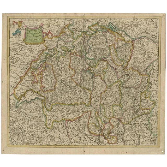 Map of Switzerland by Justus Danckerts, 1690 For Sale - Image 11 of 11