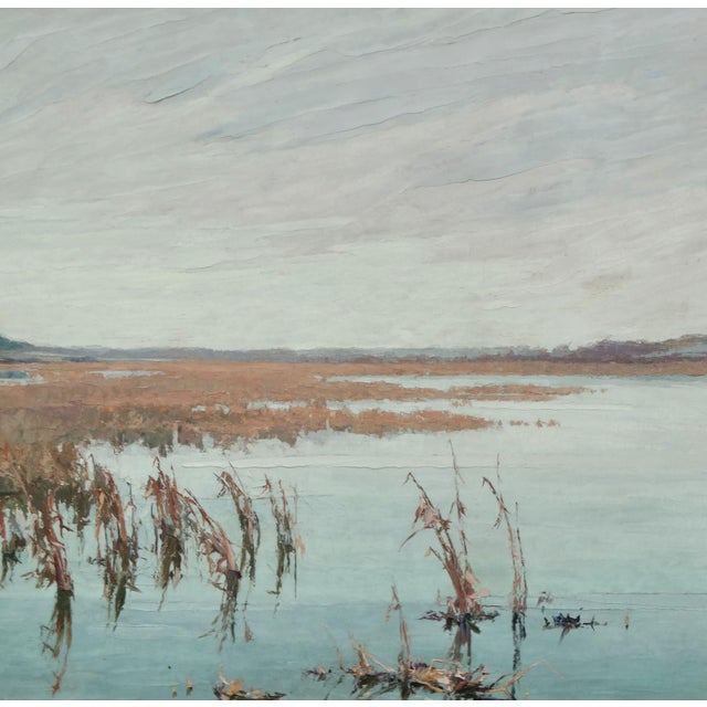 Contemporary Théodore Lemonnier 1815-1888 Signed French Oil - River Marshes - Organic Modern For Sale - Image 3 of 17
