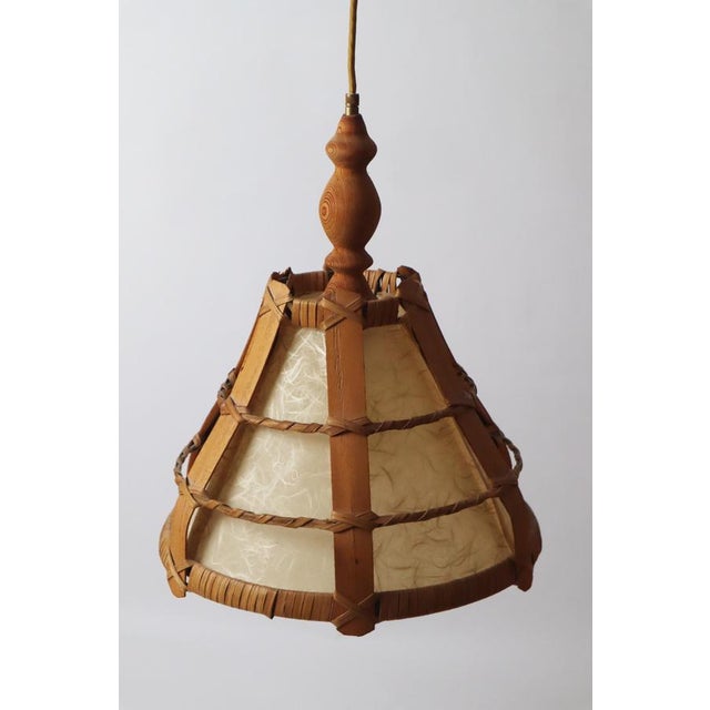 Swedish Counterweight Pendant Lamp in Pine Wood and Parchment Paper, 1970s For Sale - Image 8 of 18