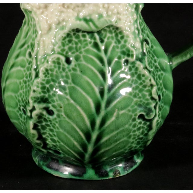 Green 18th-Century Staffordshire Creamware Cauliflower Creamer, Probably by William Greatbach/ Josiah Wedgwood For Sale - Image 8 of 8