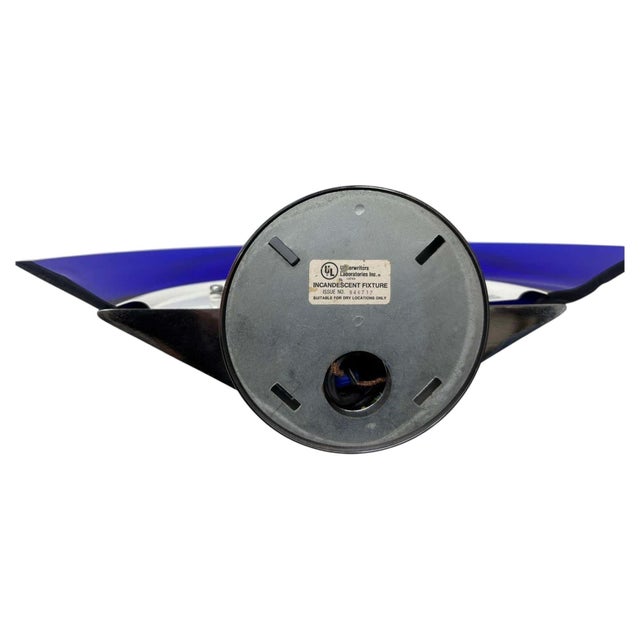 Postmodern Italian Cobalt Blue Murano Glass & Chrome Wall Sconce, 1980s 1 of 7 For Sale - Image 9 of 17