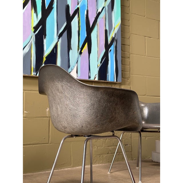 Herman Miller Fiberglass Armchairs Zenith C.G. Elephant Hide Grey by Charles and Ray Eames for Herman Miller, 1950s, Set of 2 For Sale - Image 4 of 18