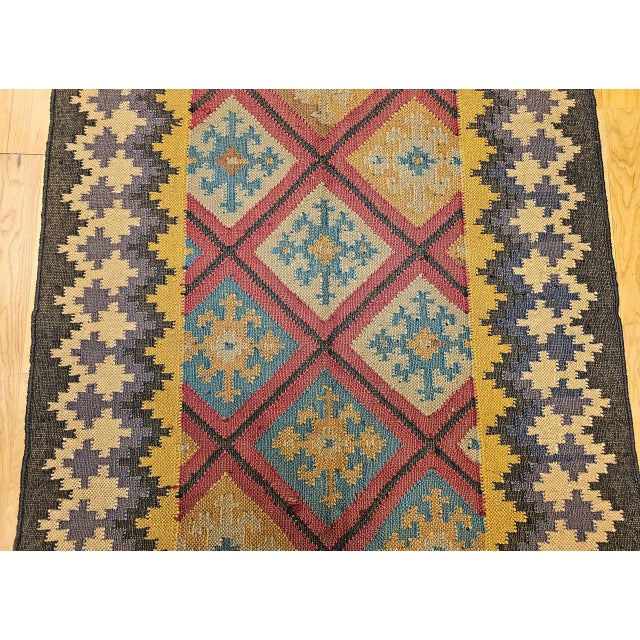 Textile Vintage Turkish Tribal Runner, Flat-Woven Wool, Allover Geometric Patterns, 3’ x 10’ For Sale - Image 7 of 11
