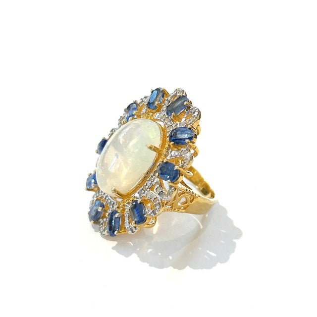 Bochic "Orient" Vintage Sapphire, Diamonds & Multi Gem Ring Set 18K & Silver For Sale - Image 11 of 18