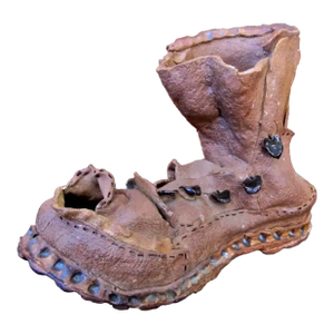1960s Outsider Art Clay Boot Sculpture