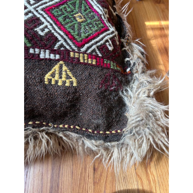 Antique Kilim and Alpaca Floor Pillow For Sale In Los Angeles - Image 6 of 10