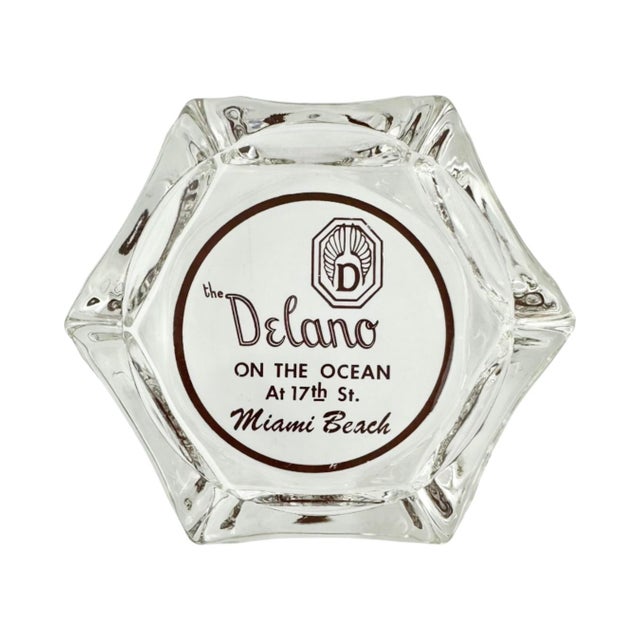Mid 20th Century Vintage the Delano Hotel Miami Beach Florida Glass Ashtray For Sale - Image 5 of 8