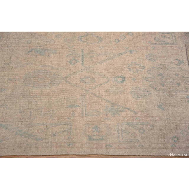 Soft Pastel Ivory Cream Modern Turkish Oushak Design Runner Rug For Sale - Image 10 of 12