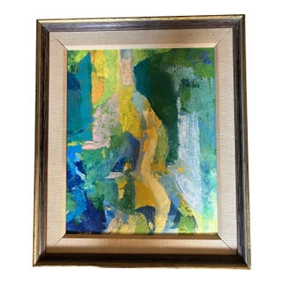 1970’s Original Abstract Painting Mid Century Modern Frame For Sale