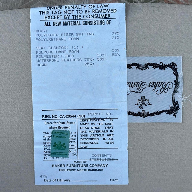 Baker Furniture Company Vintage Baker Furniture Petite Skirted Club Chair With Tight Back For Sale - Image 4 of 12