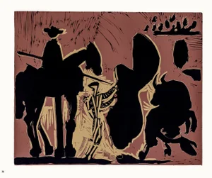 1962 Pablo Picasso Linocut Engraving "Before the Goading of the Bull" (Large)