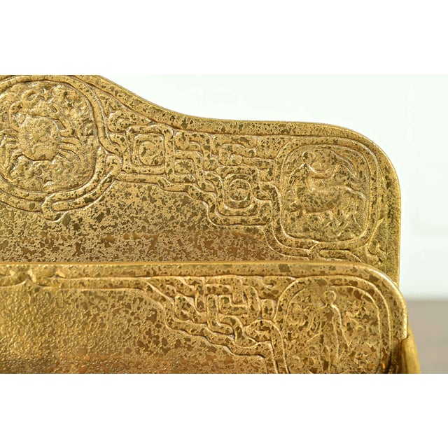 Metal Tiffany Studios New York Zodiac Pattern Bronze Doré Letter Rack For Sale - Image 7 of 15