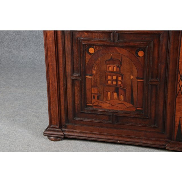 Antique Historicism Buffet with Architecture Inlaid, 19th Century For Sale - Image 12 of 18