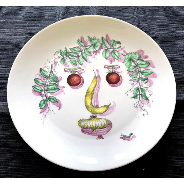 Modern Ceramic Plate with Vegetable Face Fornasetti For Sale - Image 3 of 6