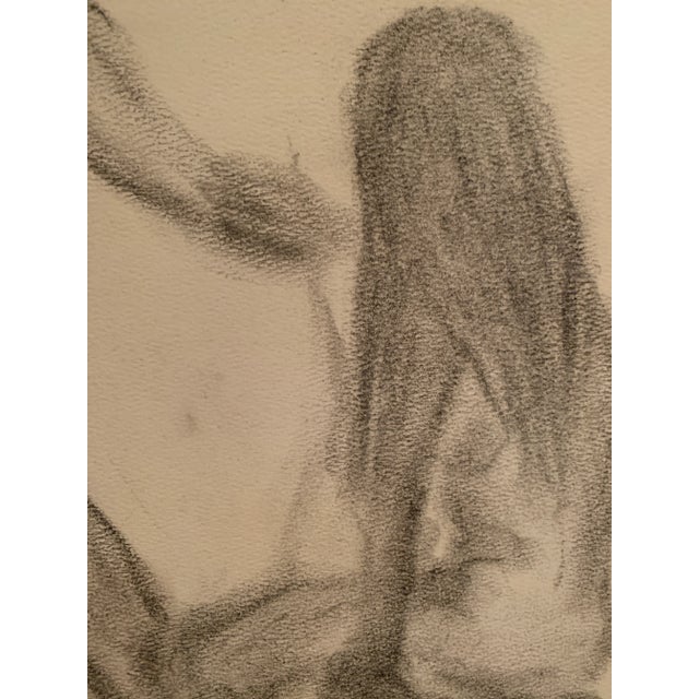 American "Male and Female Nudes" Mid Century Male and Female Nude Charcoal and Ink Drawing For Sale - Image 3 of 4