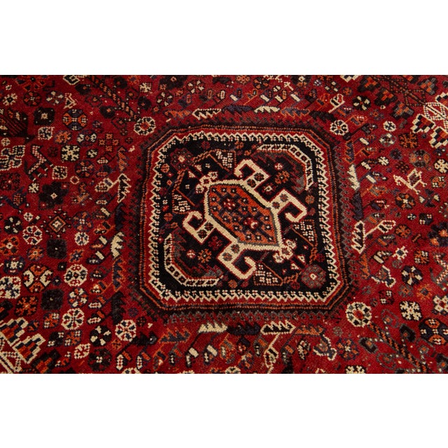 Allover Designed Persian Shiraz Room SIze Wool Rug in Red For Sale In New York - Image 6 of 10