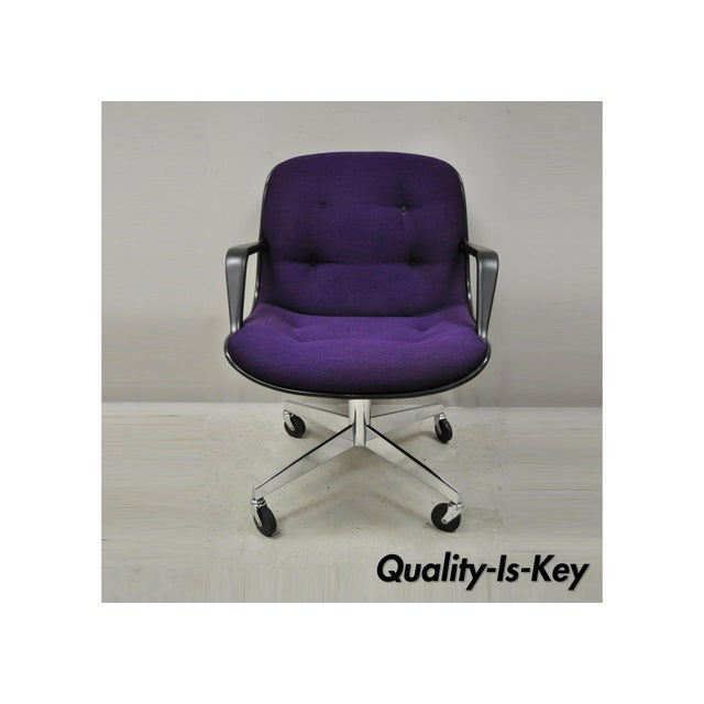 Vintage Steelcase Mid Century Modern Purple Rolling Office Desk