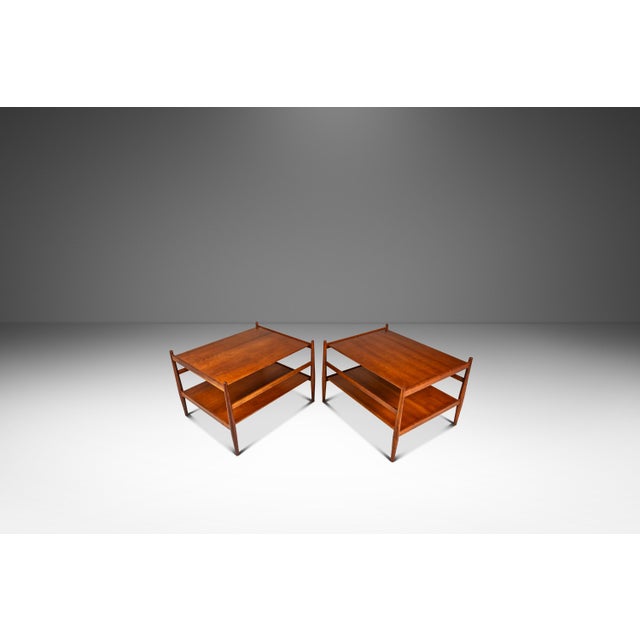 Mid-Century Modern Set of Three (3) Mid-Century Modern 'Suncoast' End Tables in Walnut by Kipp Stewart & Stewart MacDougall for Drexel, Usa, C. 1960s For Sale - Image 3 of 16