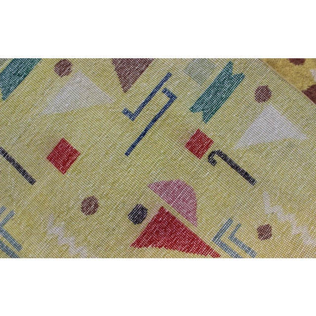 Art Deco Design Turkish Rug With a Modern Design in Yellow and Multi Colors For Sale - Image 9 of 10