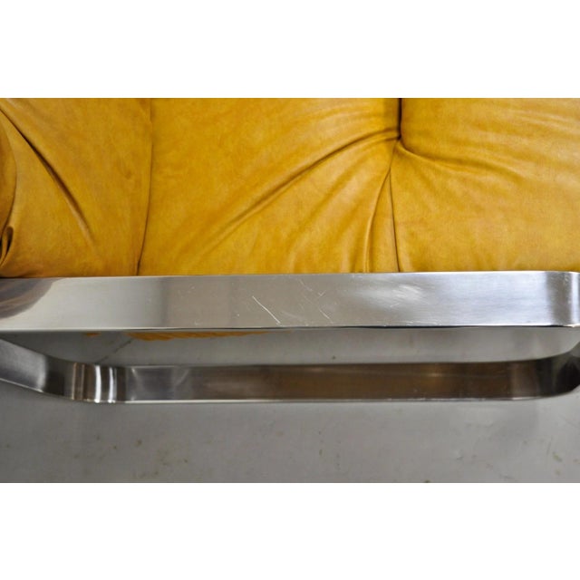 Brown Mid Century Modern Chrome Milo Baughman Style Club Lounge Chair by Agi Ind. For Sale - Image 8 of 18