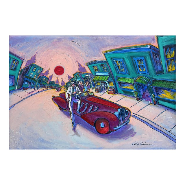 R.J. Hohimer, the East of the Two Seater (Huge Original Painting on Canvas), 1993 For Sale