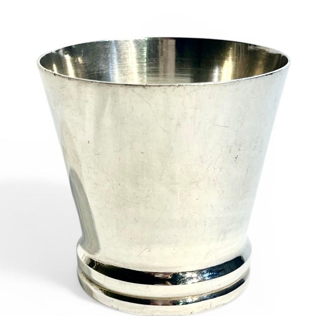 Metal Antique French Art Deco Silver Plate Small Cup or Matchstick Holder With Engraved Songbirds For Sale - Image 7 of 7