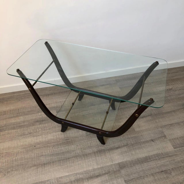 Gio Ponti Glass & Mahogany Coffee Table, Italy, 1950s For Sale - Image 4 of 11