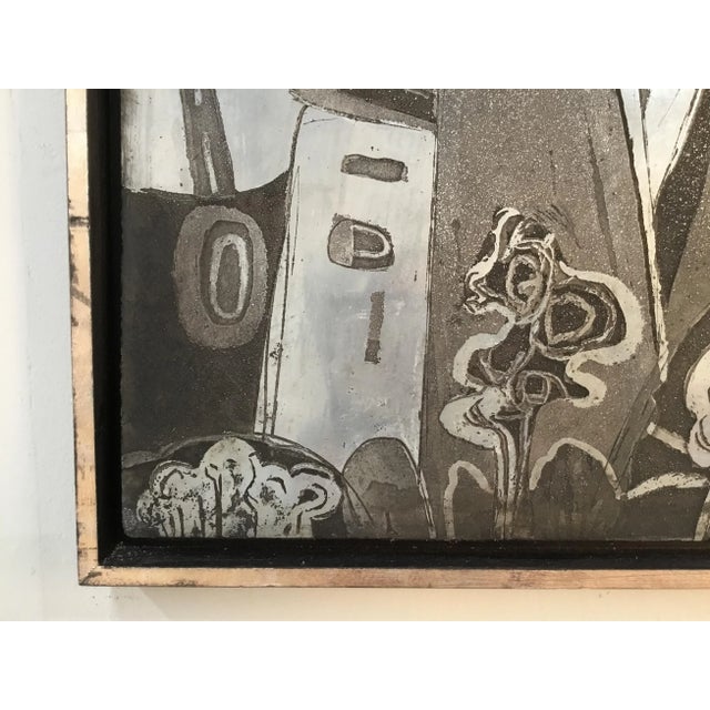 “abstract Landscape “ Printing Plate Mounted in Custom Frame For Sale In Providence - Image 6 of 13