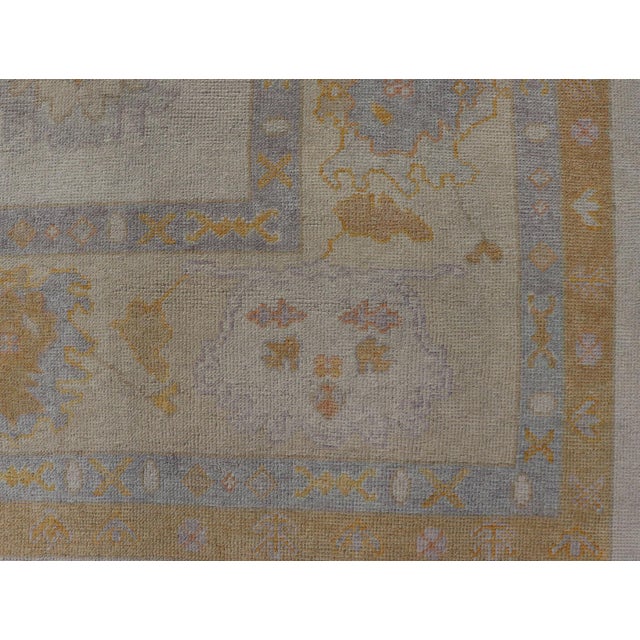 Turkish Oushak Rug in Gray With Faded Gold, Taupe, and Dusty Blue 10'6 X 14'0 For Sale - Image 13 of 15