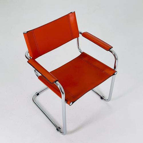 Red Chairs Model MG5 Centro Studio Desk Chair in Cognac by Mart Stam & Marcel Breuer for Fasem ,Italy, 1970s For Sale - Image 8 of 11