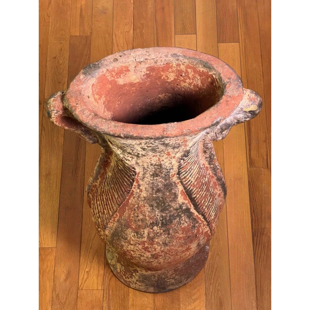 19th Century Mediterranean Studio Terra Cotta Floor Vase With Stylized Seahorses For Sale - Image 10 of 14