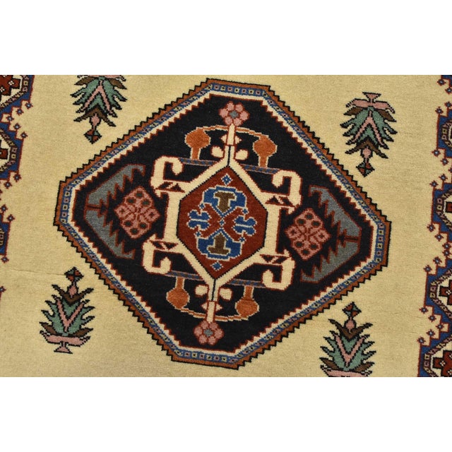 Textile Fine Kashmar Runner 2’8” X 6’6” Ivory Wool Traditional Hand-Knotted Rug For Sale - Image 7 of 12