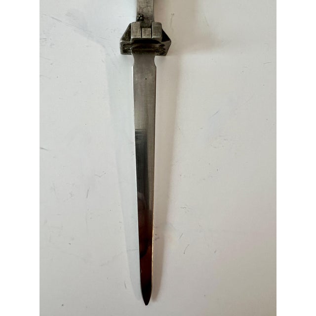 Deco Style Modernist Silver Female Figure Letter Opener For Sale - Image 4 of 9