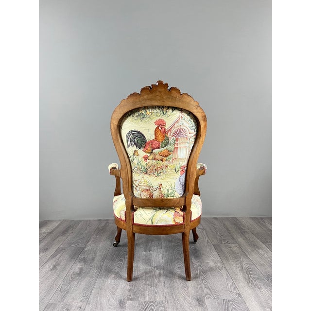 Brown Antique Napoleon III Carved Wooden Armchair For Sale - Image 8 of 12