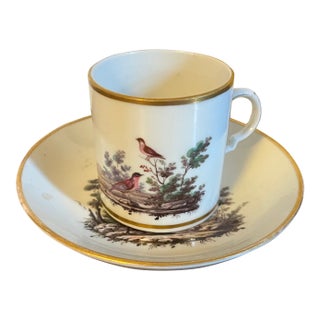 Antique 18th Century Italian Doccia Porcelain Coffee Can Cup and Saucer, Circa 1790 For Sale