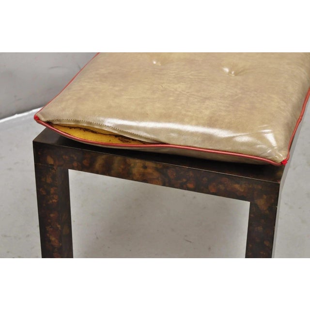 Brown Mid Century Modern Brown Tortoiseshell Lacquer 54" Parsons Bench Coffee Table For Sale - Image 8 of 12