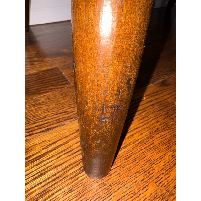 Vintage Yugoslavian Captain’s Mate Wood Swivel Bar Stools With Brass-Tone Footrests — Set of 3 For Sale - Image 11 of 12