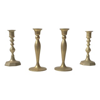 Vintage Danish Classical Candleholders in Brass, 1970s, Set of 4 For Sale