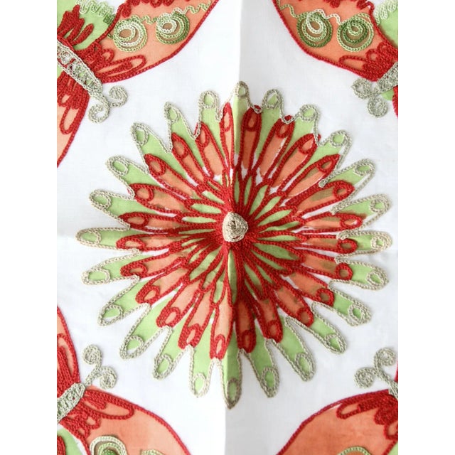 White Vintage Embroidered Table Cloth For Sale - Image 8 of 9