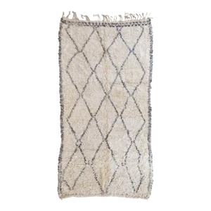 1980's Moroccan Beni Ourain Wool Rug -11.2 X 5.5 Ft