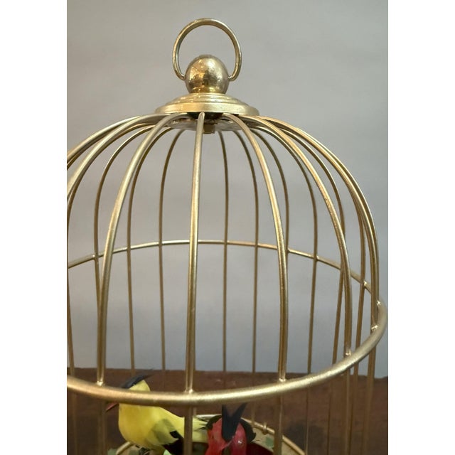 Traditional Belgian Two-Bird Singing Automaton in Gilded Cage For Sale - Image 3 of 10