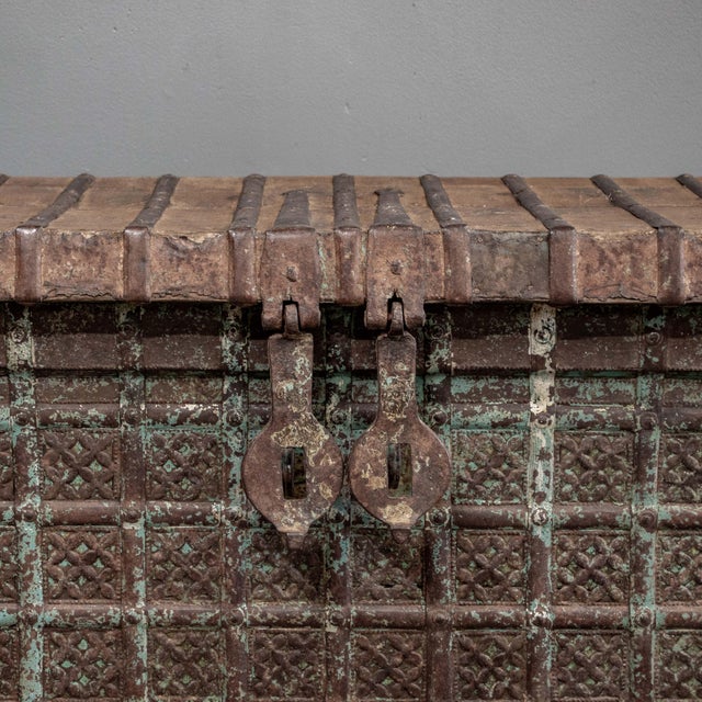 Late 19th Century Antique Carved & Painted Rajasthani PitaraStorage Chest For Sale - Image 5 of 10