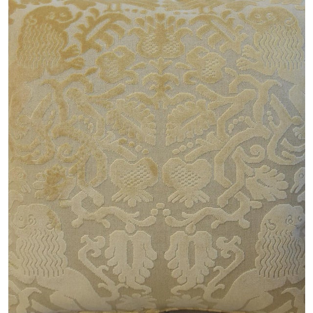 Designer Travers Medieval Lion Bird Velvet Feather/Down Pillow For Sale - Image 4 of 7