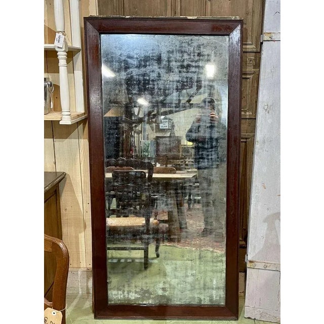 Brown Antique Mirror with Wooden Frame For Sale - Image 8 of 8