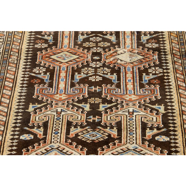 Textile Vintage Brown Hamadan Persian Wool Rug With a Tribal Pattern For Sale - Image 7 of 7