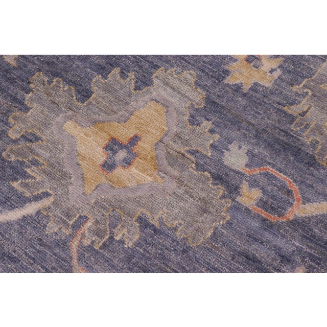 Boho Chic Oushak Paloma Blue/Gray Wool&Silk Rug - 9'11'' X 13'11'' For Sale - Image 4 of 8