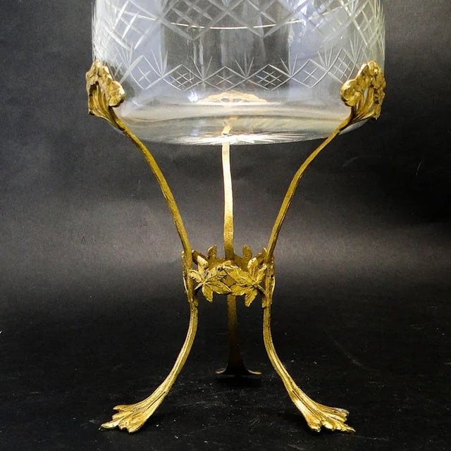 Metal Art Nouveau Bowl on Stand, France, 1900s For Sale - Image 7 of 9