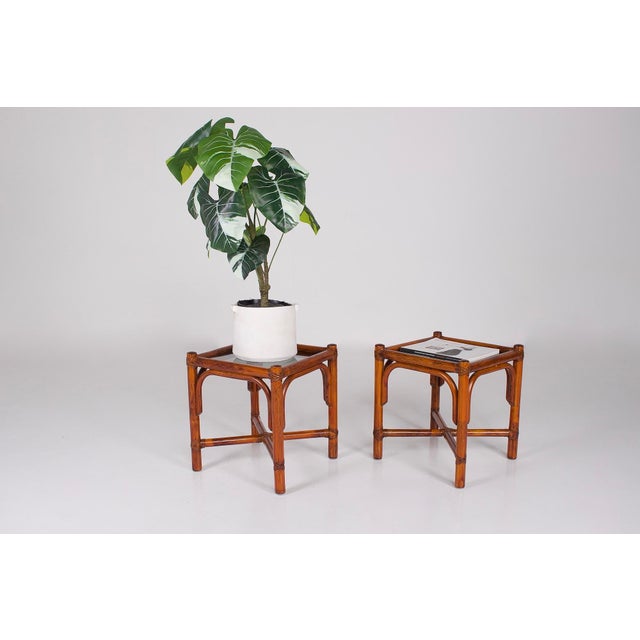 Wood Bamboo Side Tables, 1980, Set of 2 For Sale - Image 7 of 9